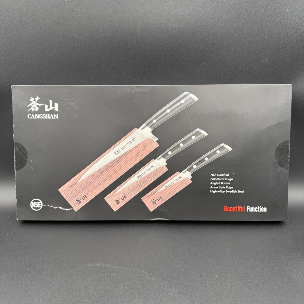 Cangshan TS Series Knife & Sheath Set 8"‎ Chefs 5" Utility 3.5" Paring Steel